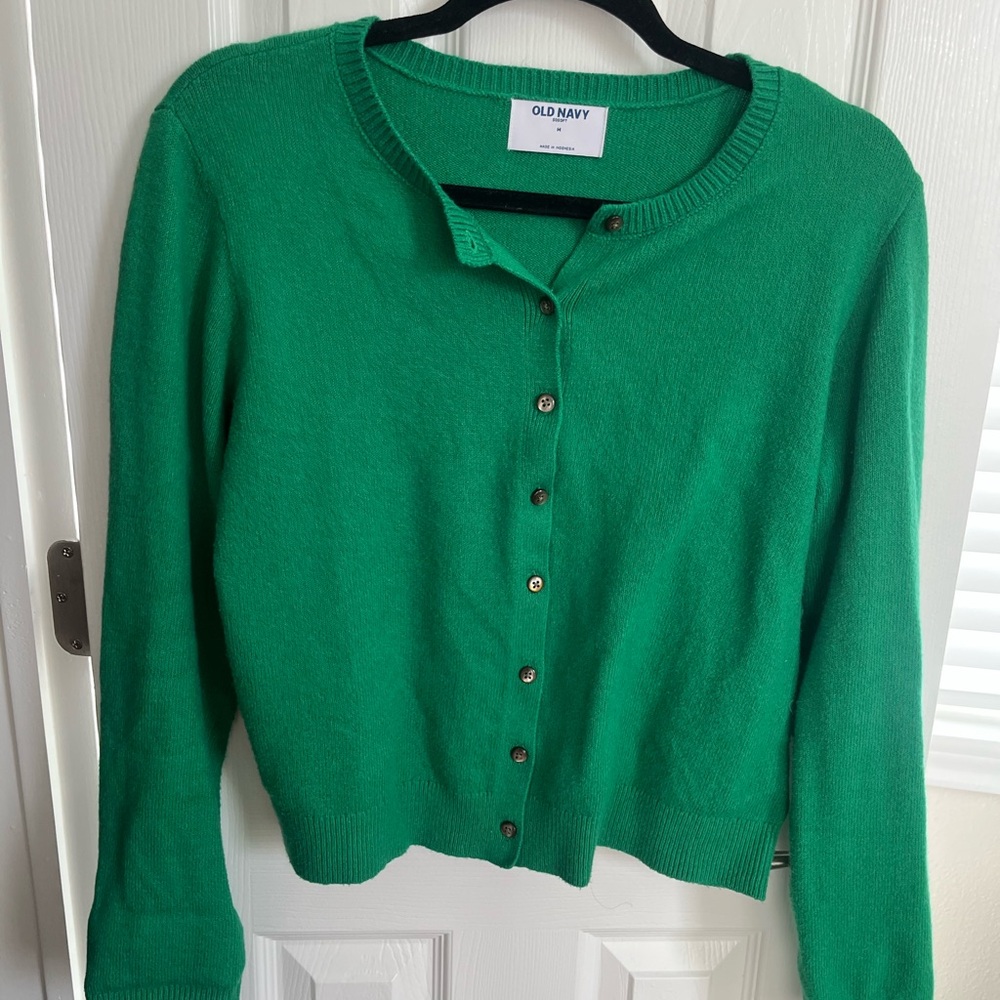 Old Navy Vibrant Green Cardigan Sweater